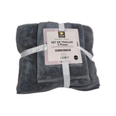 SET DE TOALLAS GOLDSUN AMERICA - 3 PIEZAS - GRIS OSCURO
