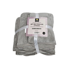 SET DE TOALLAS GOLDSUN AMERICA - 3 PIEZAS - GRIS CLARO