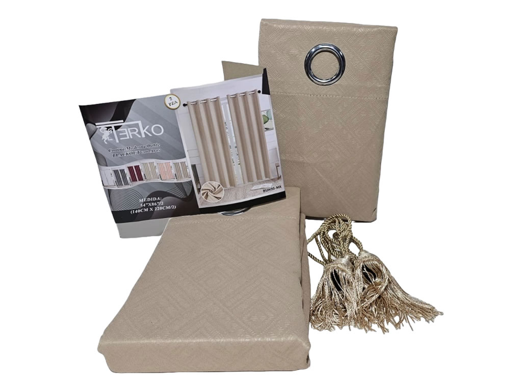 CORTINA TERKO CORTO 2 PIEZAS - BEIGE